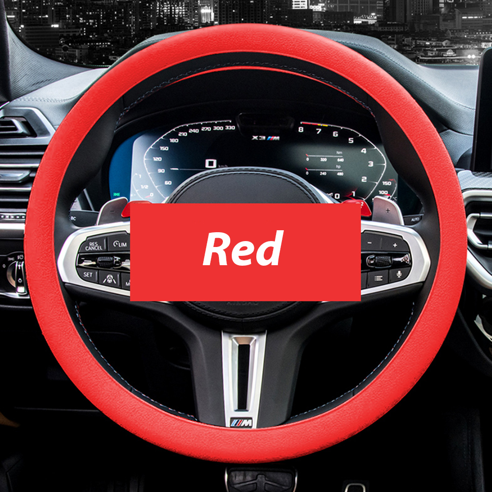Silikon rattdeksel universal sklisikkert håndtak fleksibelt tynt mykt rattbeskytter biltilbehør: Rød