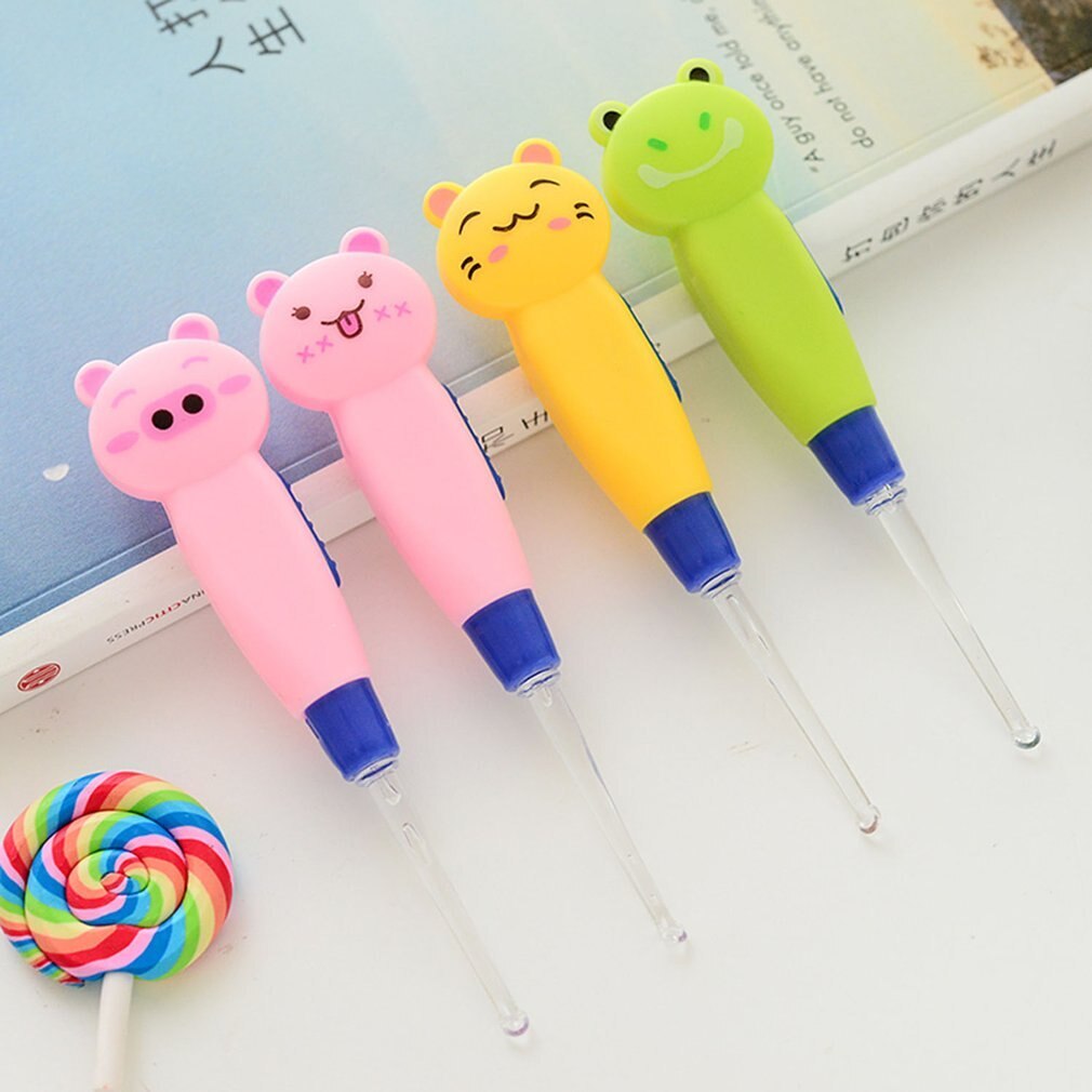 Oor Lepel Reiniging Met Led Verlichting Leuke Cartoon Dier Afneembare Oorsmeer Remover Tool Veiligheid Cleaner Lepel Voor Kinderen Gezondheid