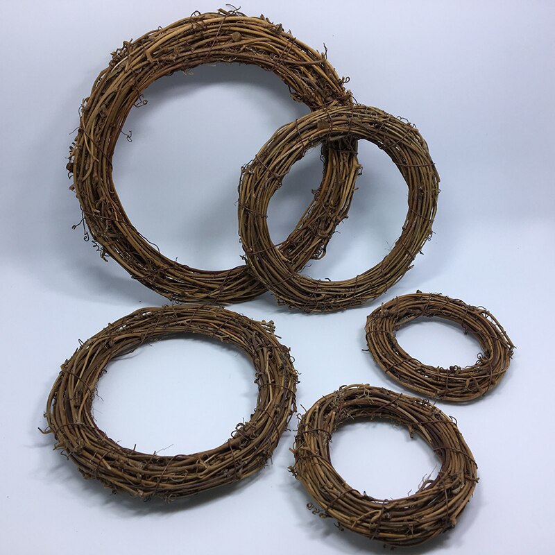 Diy rundt halm rotting cirkel ring juledør blomsterkrans hjem ornament blomster bryllup dekoration