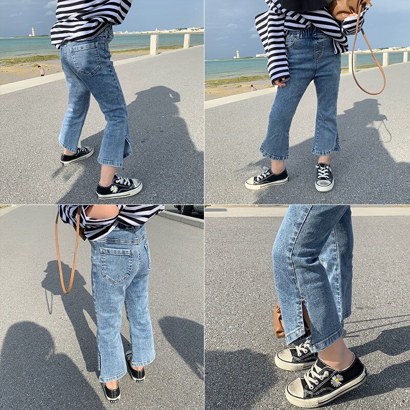 Jeans per bambini estivi per bambina Split Jeans per bambina con fondo a campana primavera autunno pantaloni per bambina moda ragazza abiti in Denim