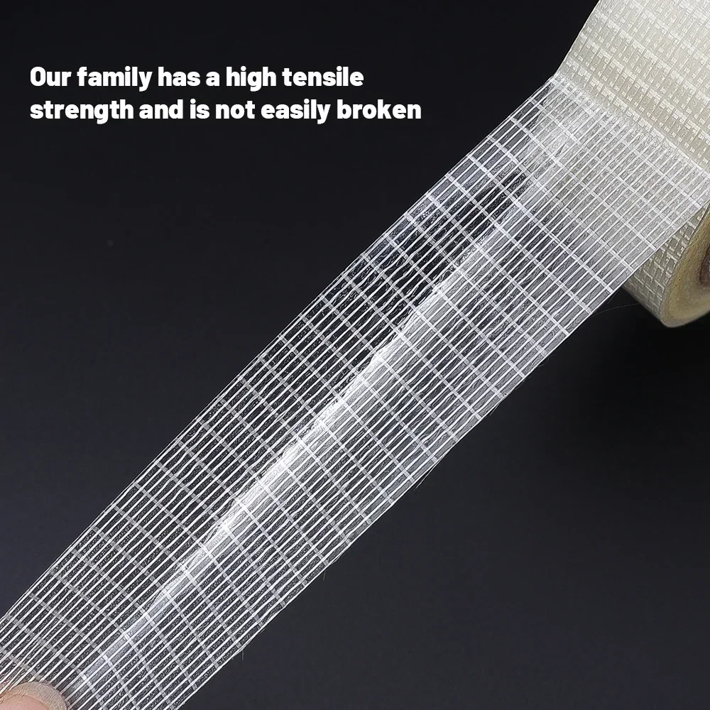 20 Meter Glasfaser-Klebeband, transparentes, wasserdichtes Gitterband, hochviskoses, verstärktes Umreifungsband, Verpackungs-Dichtungsband