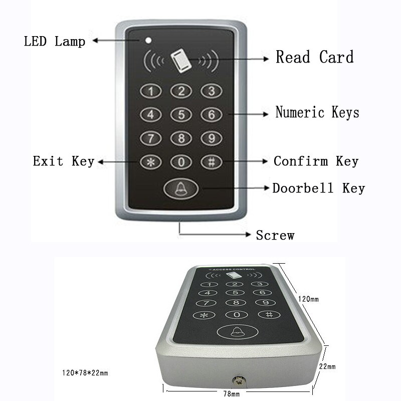 E0001 Door Access Control Keypad RFID EM Contactless Digital Lock Keypad Outdoor Rainproof ID Card Reader On