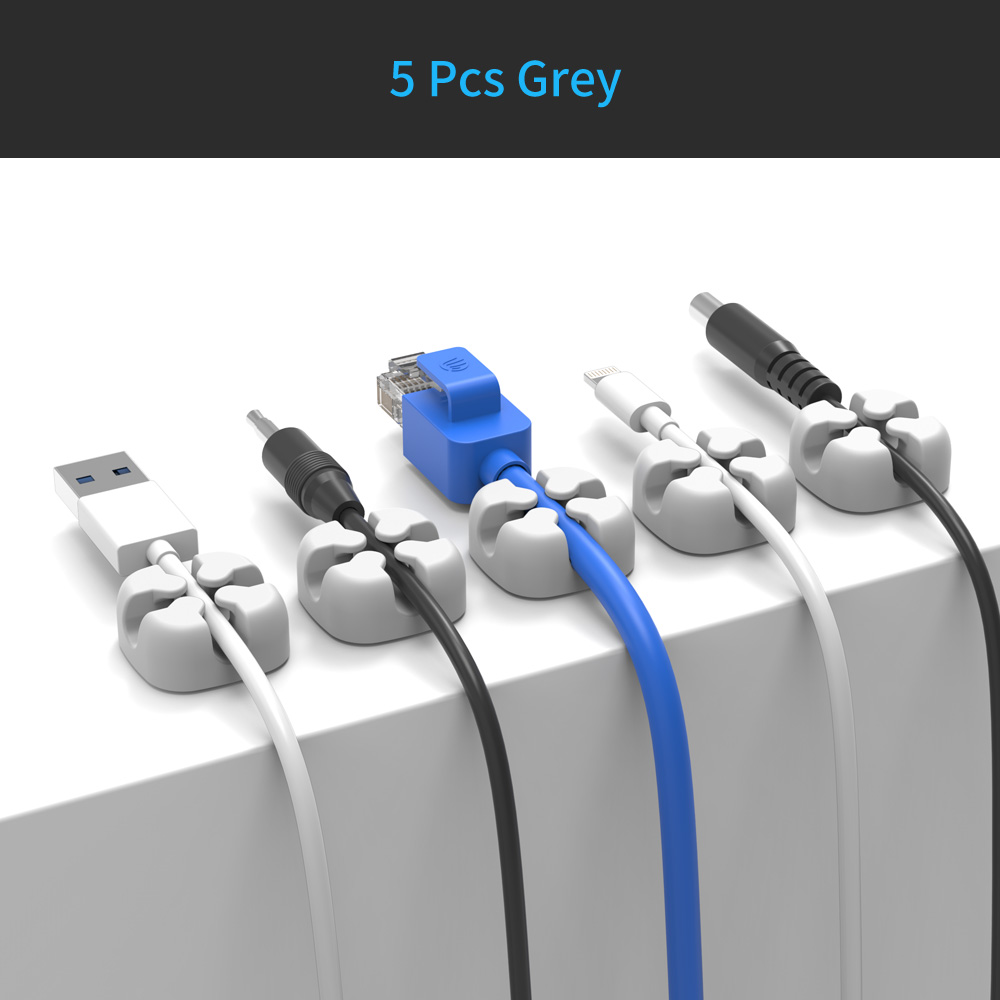 ORICO CBSX Cable Winder Silicone Cable Organizer USB Cable Management Clips Cable Holder For Mouse Headphone Earphone: CBSX Grey 5