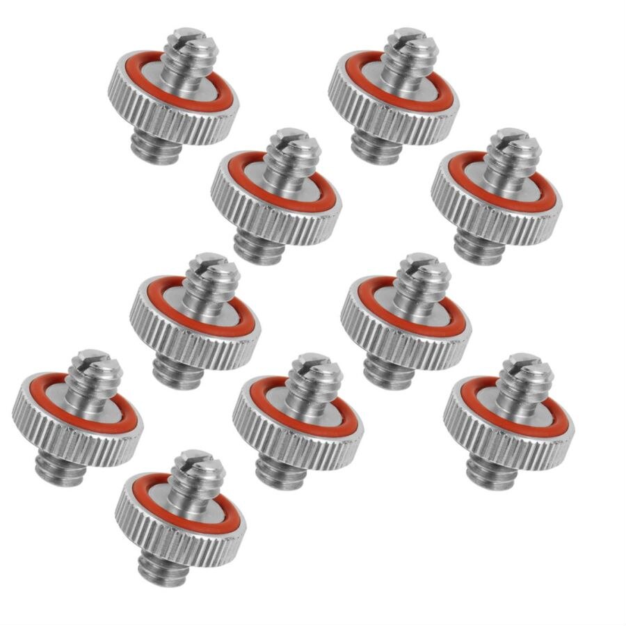 Stainless Steel Camera Screw Adapter Convert Dual Head Converter 1/4"-20 to 1/4 or 3/8" for Tripod Camera Cage Rig Screw Pack: 10pcs D