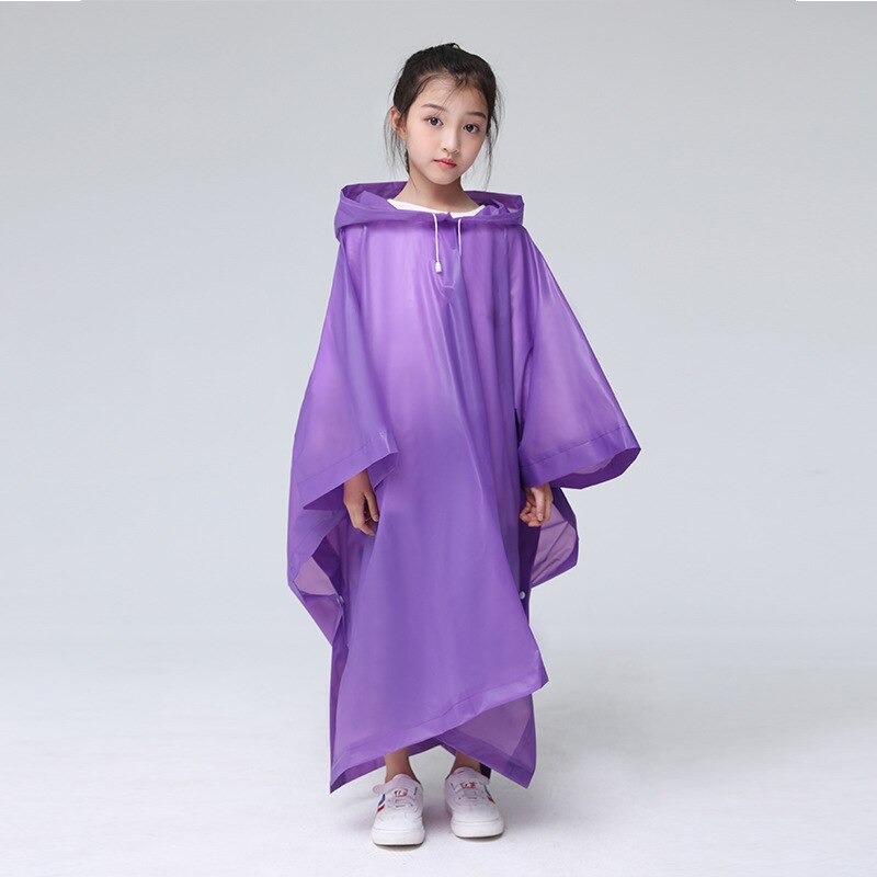 Chubasquero transparente con capucha para niños, chaqueta impermeable de para caminar, para niños y niñas: Morado