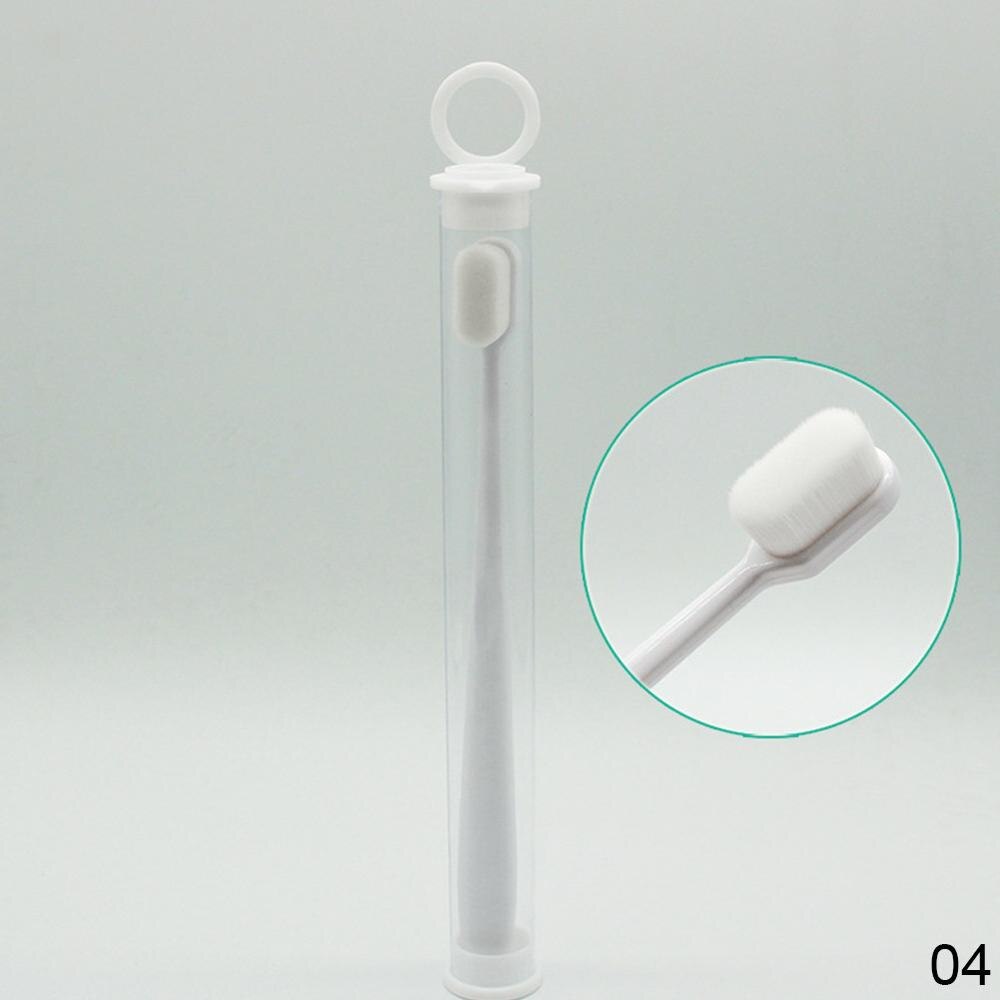 Ultra-fine Toothbrush Super Soft Bristle Toothbrush Holder Deep Cleaning Brush Oral Care Tools: White handle flat