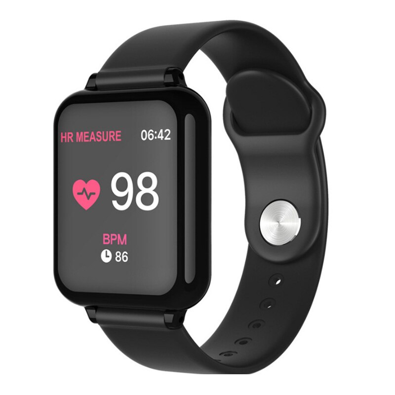 B57 smart ur ip67 vandtæt smartwatch pulsmåler flere sportsmodeller fitness tracker mand kvinder bærbare: B57 smartwatch sort