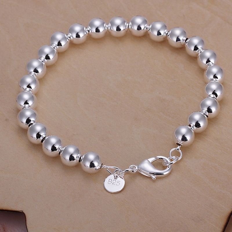 Mode Zilveren Kleur Sieraden Charm 8Mm Ketting Bead Armbanden H126 Paar Armband Voor Vrouwen Bruiloft