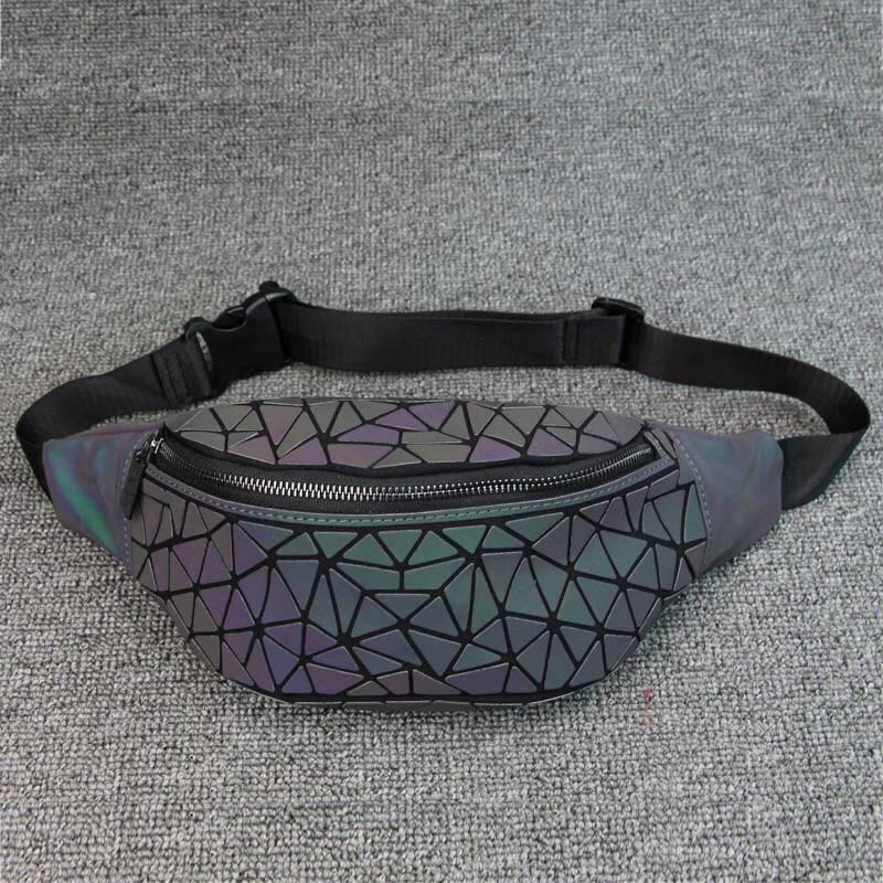 Dame midjeveske fanny pack luksusmerke geometrisk lysende belteveske holografisk reise menn brystvesker håndveske midjepakke