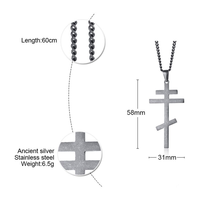 4 Kleuren Orthodoxe Kerk Eeuwige Cross Hanger Ketting Rusland Oekraïne Christendom Sieraden