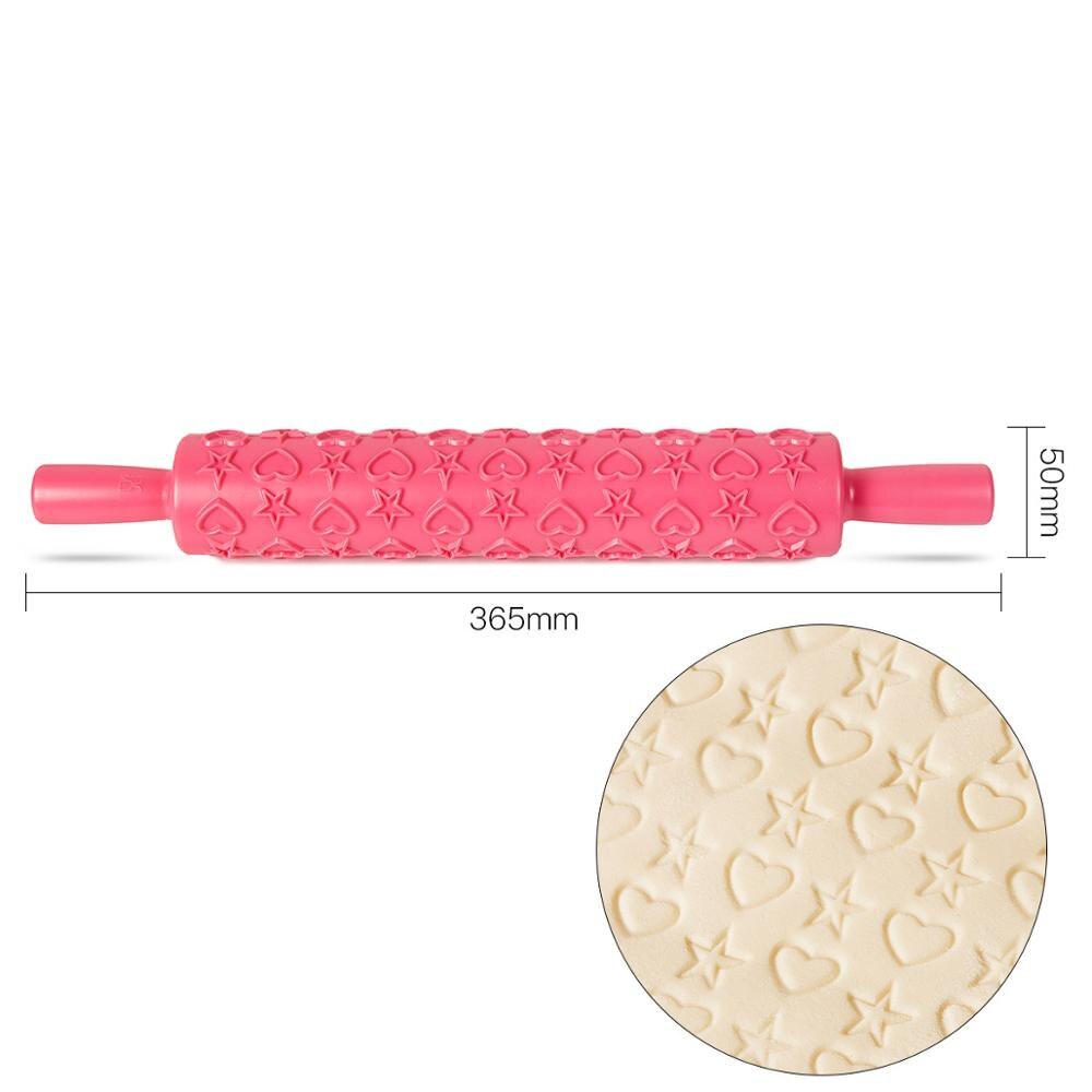 Pastic Non-stick Fondant Rolling Pin Embossing Cake Deeg Roller Decorating Cake Roller Ambachten DIY Bakken Keuken Gereedschap: 4