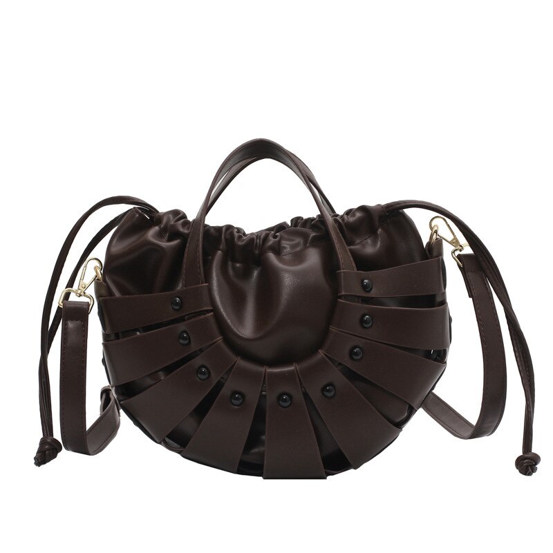 Damenhandtasche aus gewebtem muschelleder, luxuriöse tragetasche für damen, umhängetasche, damenhandtasche aus gewebtem leder, bolso sac: Kaffee