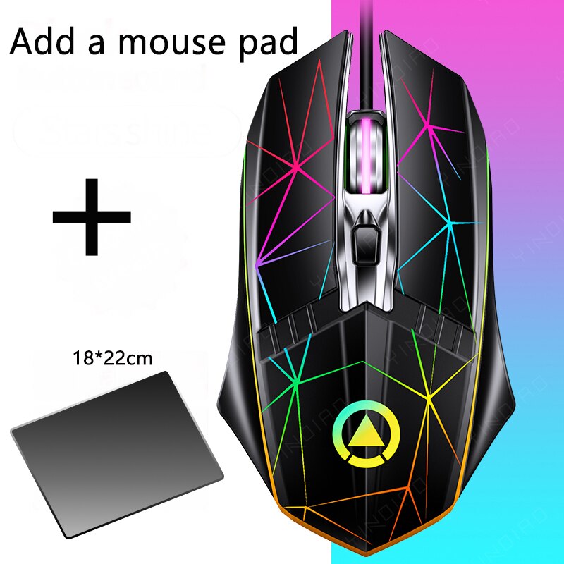 2021 Mouse cablato USB 2400 DPI ottico 6 pulsanti Mouse da gioco LED luce respiratoria 1.5M cavo Computer/Mouse da gioco per PC portatile: G11-Sk-mouse-pad