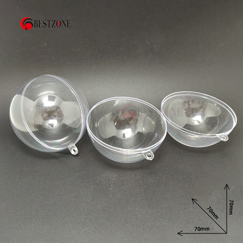 50 Stücke 70 MM 2,76 Zoll Weihnachtskugel Lob Klare Transparente Baumdekoration Kunststoff Leere Ornament Können Neujahr Öffnen
