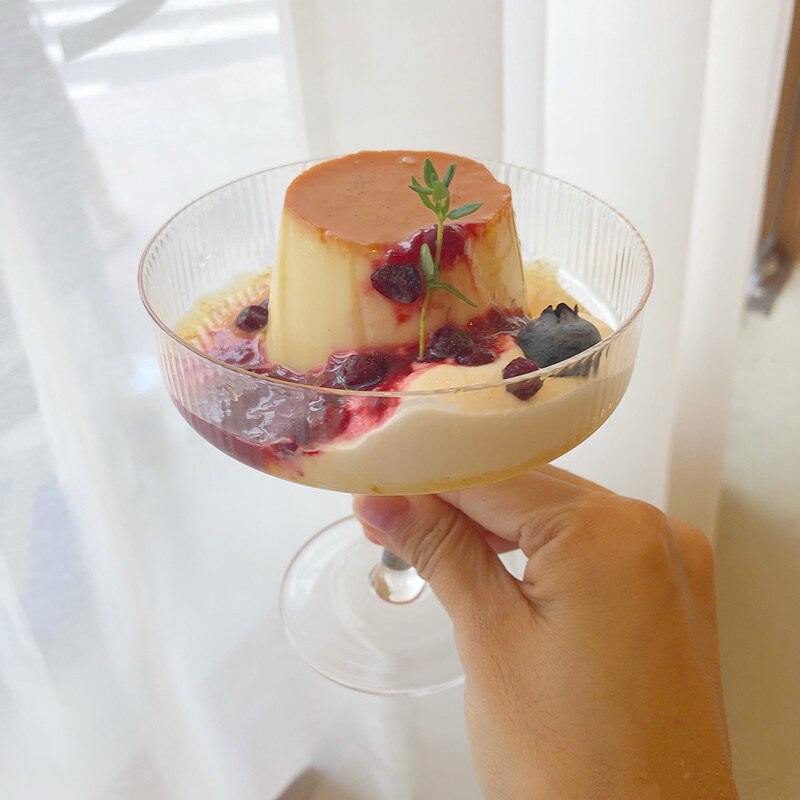 1pc 200ml restaurang cocktail vin glas kopp bägare glass yoghurt bägare pudding dessert skål hög skål kaka snack behållare