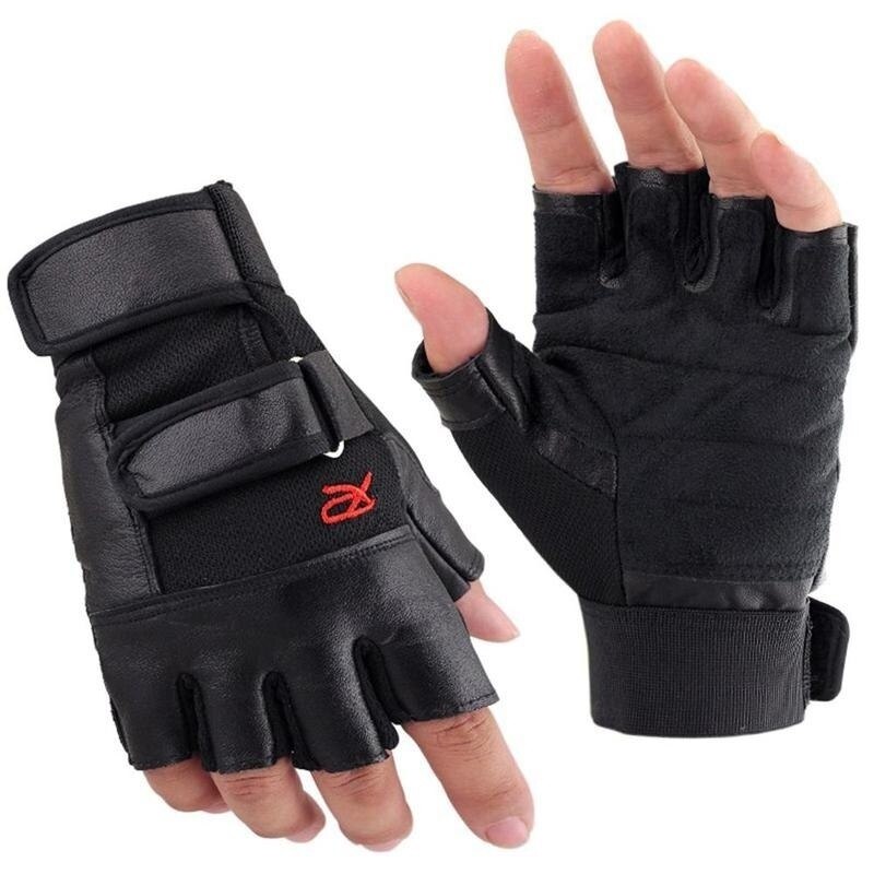Men Outdoor Driving Motorcycle Biker Fingerless PU Gloves Half Finger Gloves Outdoor Sports Half Finger Gloves
