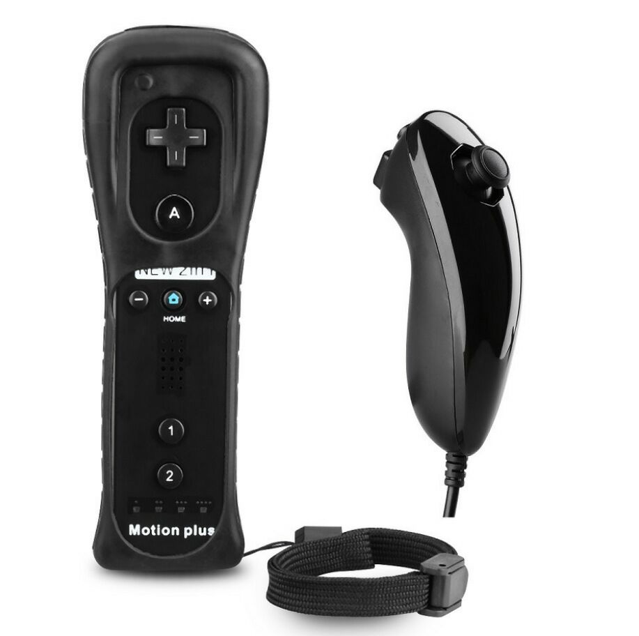 Libera la nave Built-in Motion Plus Remote Controller per Wii Gamepad Con Custodia in Silicone e Cinghia per wii comando: Left and right black