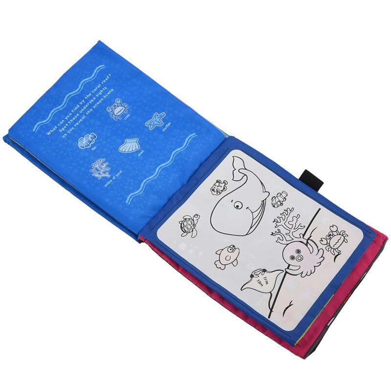 Magic Water Drawing Book, Coloring Book Doodle Magic Pen Animals Painting with Hanging Photo Display