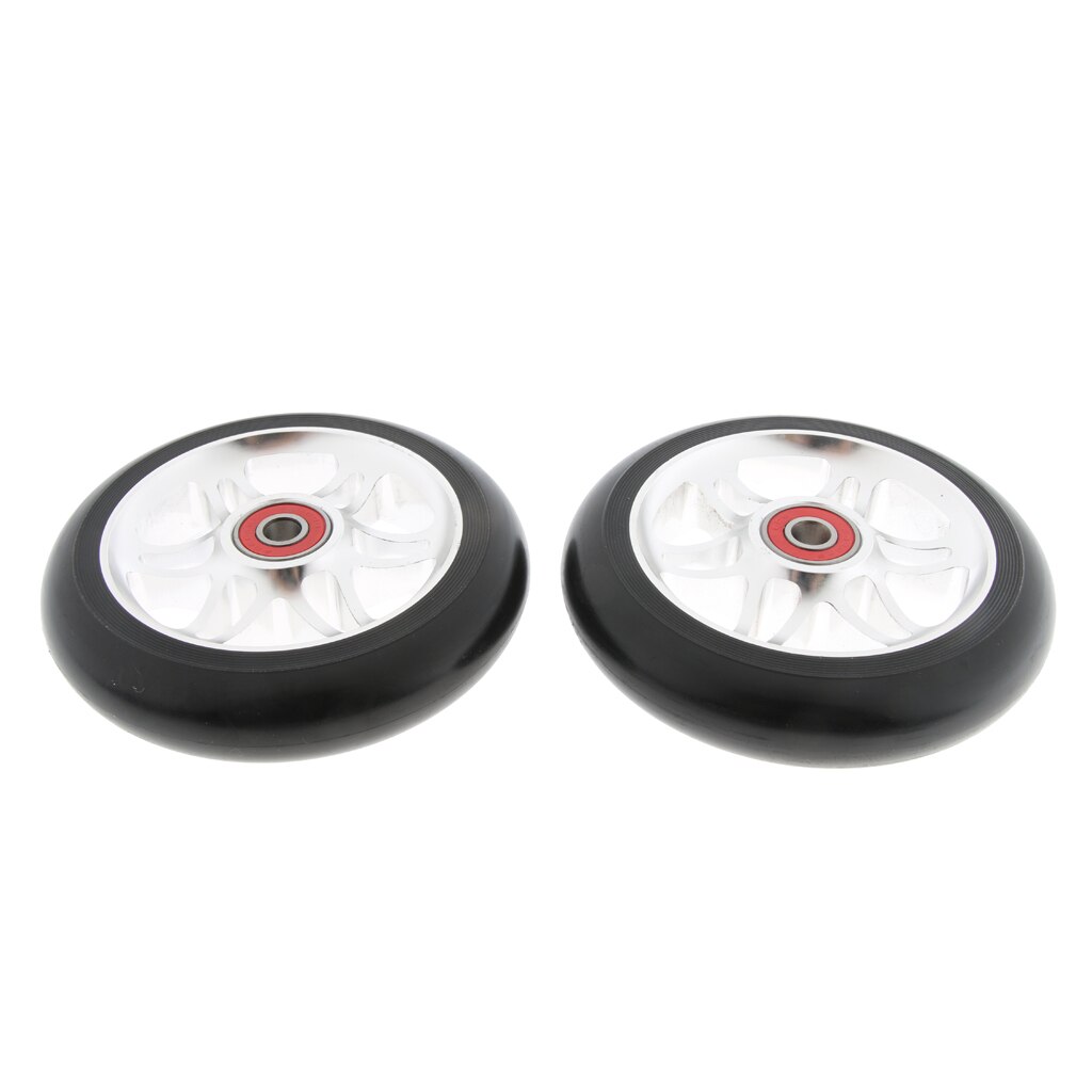 Scooter Wheels 110mm Pair - Durable Aluminum Scooter Wheels - Pro Scooter Wheels with Bearings installed - 24mm x 110mm, 88A PU