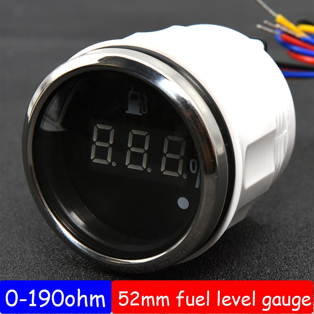 100% Digital 52MM Fuel Level Gauge Warning Light Oil Tank Indicator Marine Fuel Level Sensor 125mm 150mm 200mm 250mm 400mm 500mm