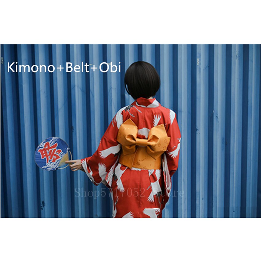 Japanse kimono traditionele kraanvogel vintage lange mouwen yukata jurk vrouw geisha kostuum cosplay badjas harori aziatische kleding: Kleur 2