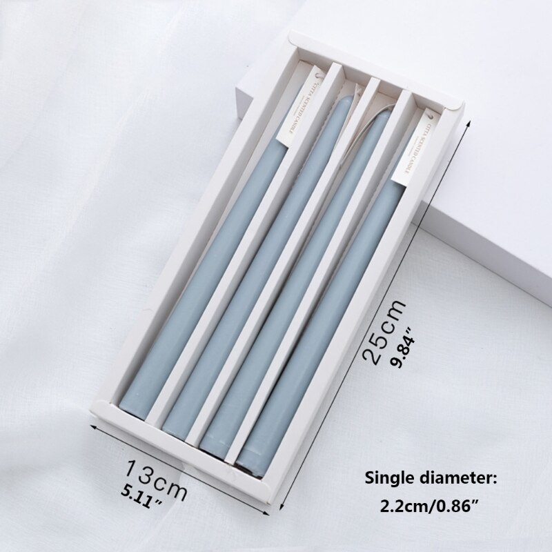 4pcs Elegent Taper Candles 9.8inch Tall Burning Smokeless Dinner Candles Wedding 37MF