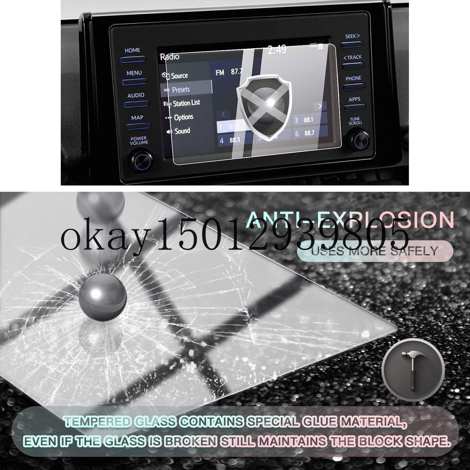 Auto Screen Protector Center Control Navigatie Touchscreen Protector Voor RAV4 , gehard Glas Hd Krasbestendigheid (7Inch)
