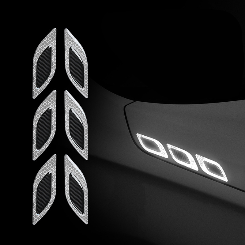 6 pcs/12 pcs Auto Reflecterende Stickers Anti-Kras Veiligheidswaarschuwing Sticker voor Vrachtwagen Auto Motor Exterieur decoratieve Accessoires: WHITE