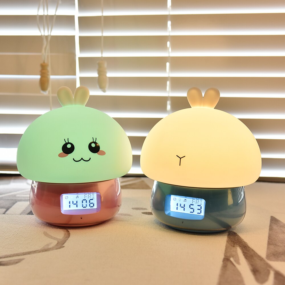 Kanin väckarklocka inspelare touch lampa fjärrkontroll rgb led nattlampa usb silikon kanin lampa för barn barn baby