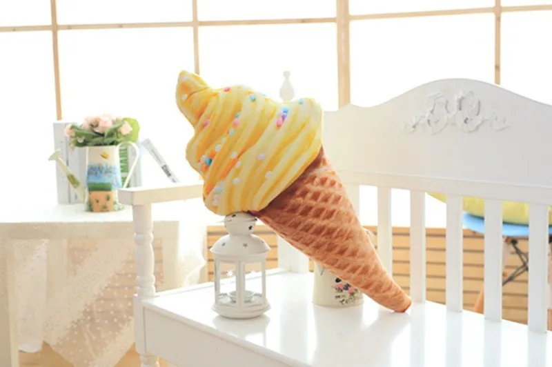 Soft Plush Stuffed Doll Toys Pillow 3D Sweet Ice Cream Pillow Cushion Car Waist Support Cushion: Red