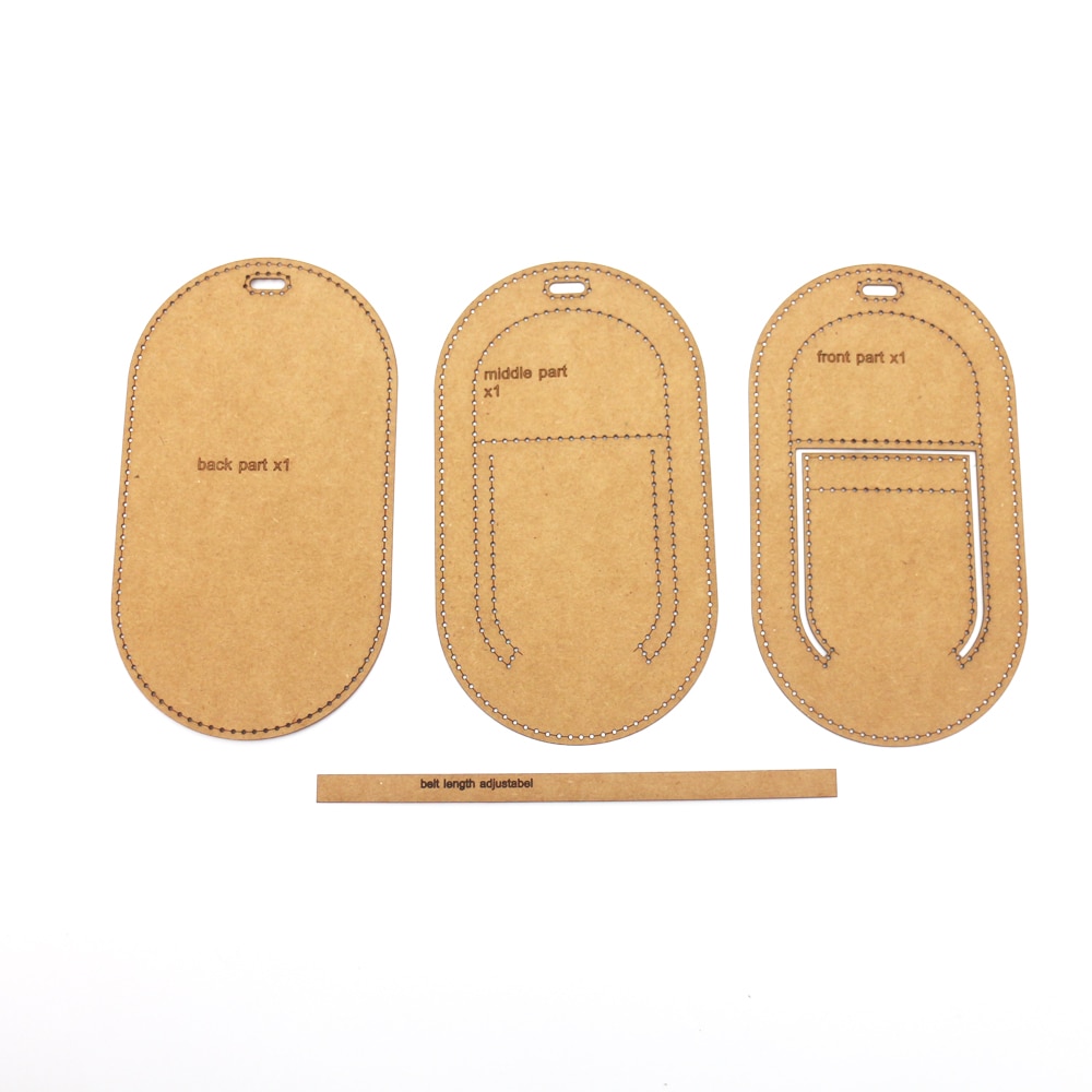 diy Leather kraft cell phone bag hanging bag with card holder sewing pattern stitch hole hollowed template stencil set 18x10cm