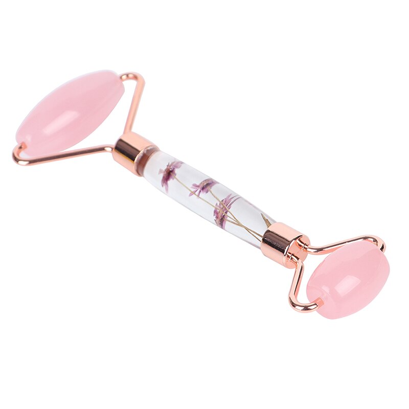 1Pcs Rose Quartz Jade Roller Bloem Pole Roller Gezicht Lifting Massager Facial Manuele Massage Roller: B