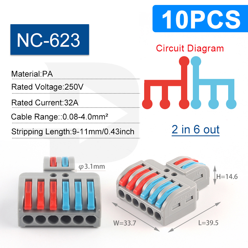 Mini Fast Wiring Connectors Universal Compact Splitter Electrical Cable Push-in Conductors Connector With Lever Terminal Block: Gold