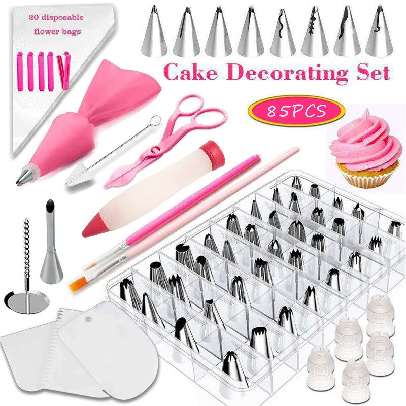 85pcs Icing Piping Nozzles Pastry Tassen Coverter Eten Schrijfpen Cake Decorating Tips Sets Pastry Nozzles Voor Decorating Cakes