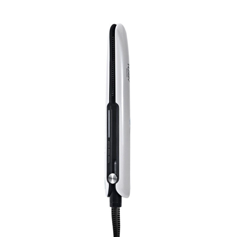 NASV Styling Werkzeuge Haar Eisstockschießen Eisen Richt mit Kamm Haar Flache Eisen LCD Anzeige Eisstockschießen Haar Für Frauen: Weiß