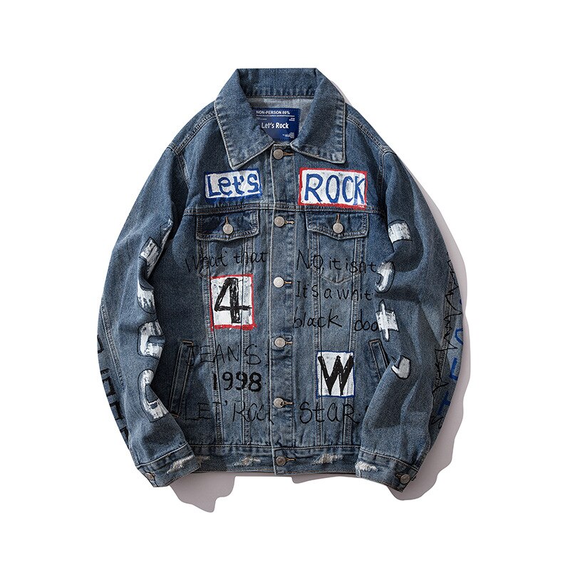 Hip Hop Denim Jeans Jackets Coats Men Letter – Grandado