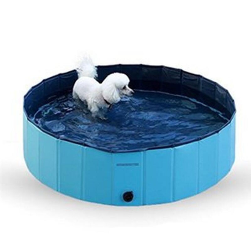 Kattehund badning pool pvc foldbar bruser hund pool badekar badekar svømmehus til store små hunde bærbare rengøringsmidler til kæledyr: Blå 80 x 20cm