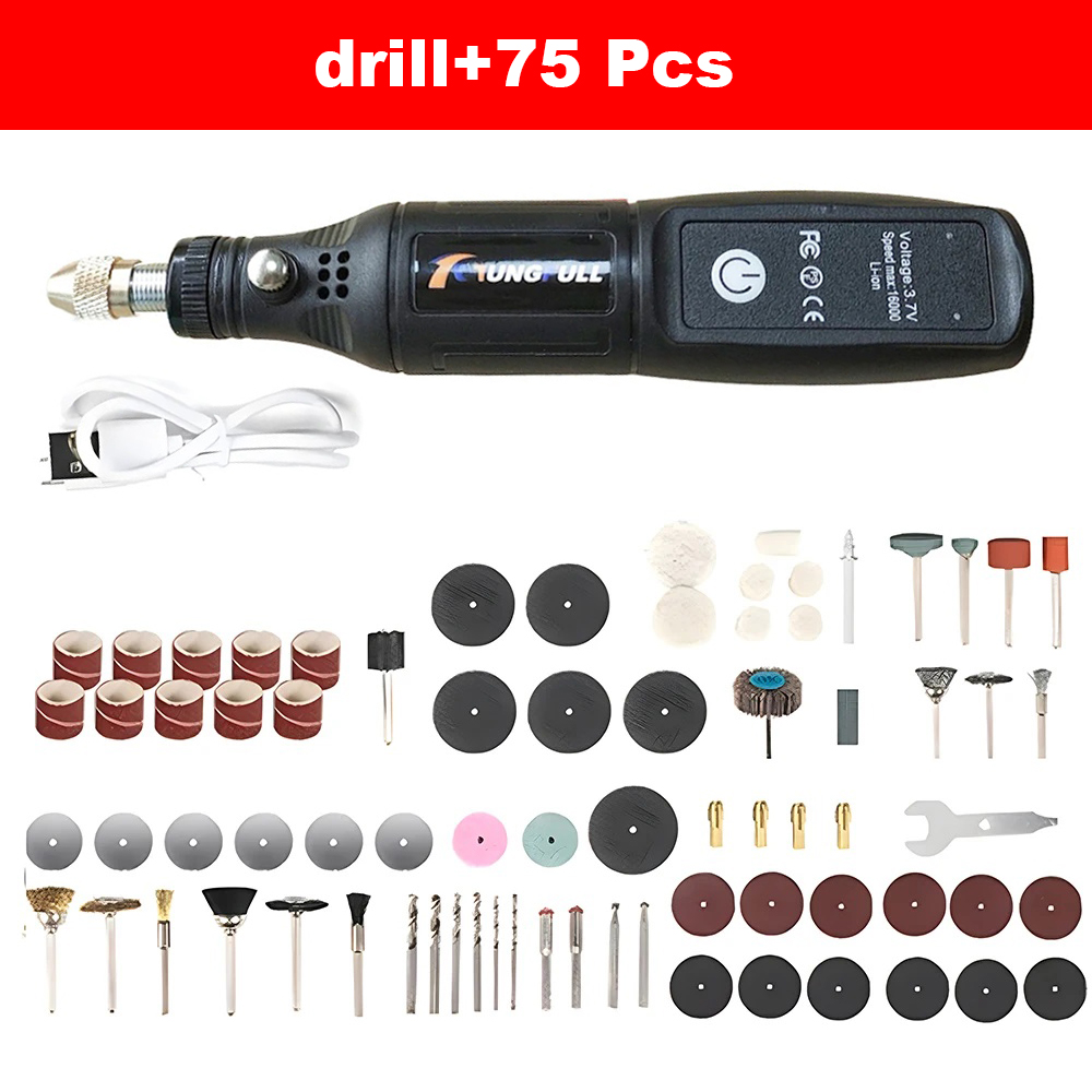 Bezprzewodowa mini wiertarka ręczna USB Mini wiertarka elektryczna narzędzie obrotowe obróbka drewna grawerowanie pióro Dremel narzędzia do biżuterii metalowe szkło: Czerwony