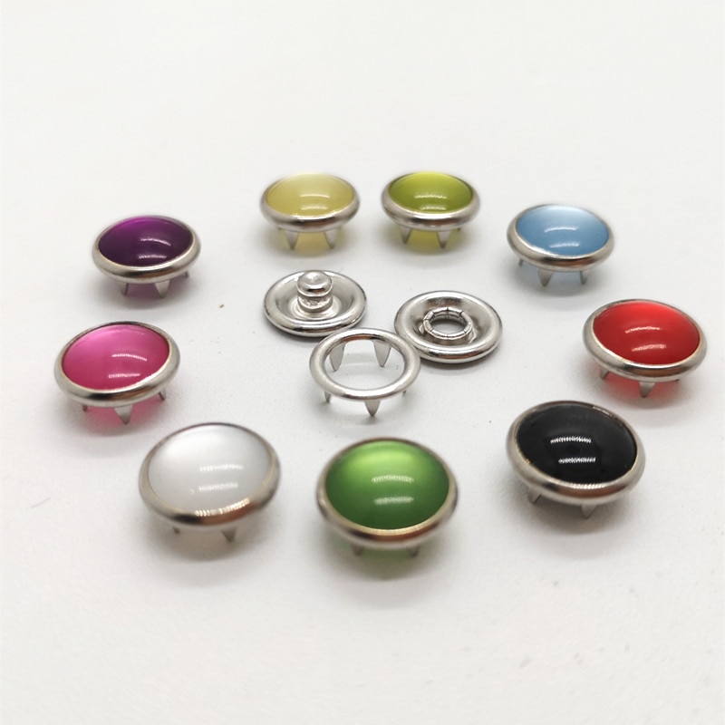 20 Sets Van Milieuvriendelijke Parel 10 Mm Hollow 8 Kleur Metalen Messing Gesp Gesp Knop Kinderen