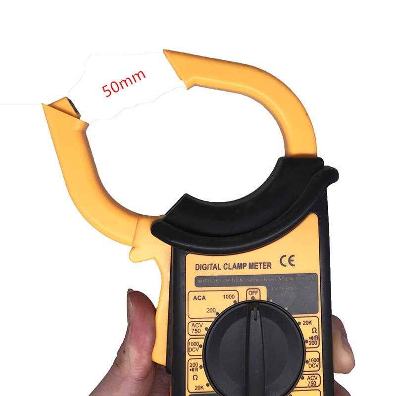 50mm Digital Clamp Meter Multimeter Large Range Measurement Mini ACA AC DC Current Clamp Meter with Data Hold Function