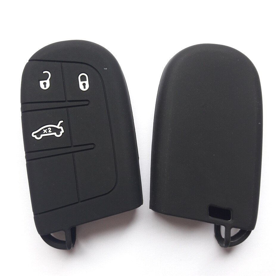 RUNFA AUTO Fob Remote Shell Holder For Jeep Chrysler Dodge Fiat Car Key Silicone Case Cover Smart Keyless Entry: 3btns-1
