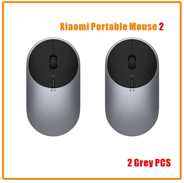 Originele Xiaomi Mi Draagbare Muis 2 4-DPI 4000 2400 1800 1200 Bluetooth RF2.4 Aluminium Metal Abs Windows 10 Android Mac: Grey 2 PCS