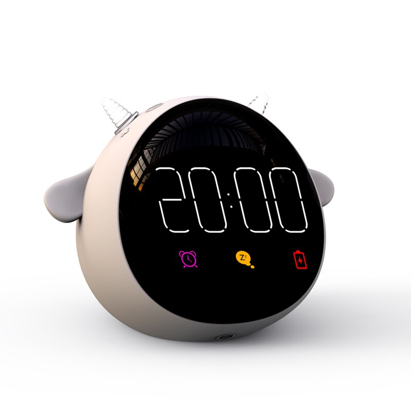 Cute Pet Sheep Deer Alarm Clock Intelligent Colorful Electronic Mini Digita Sleep Kids Desk Table Clock: white sheep