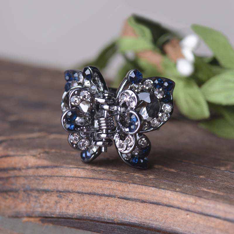 Retro Small Butterfly Gun Black Plating Hair Claw Clip Women Mini Metal Hair Clip Hair Accessories Jewelry: gray