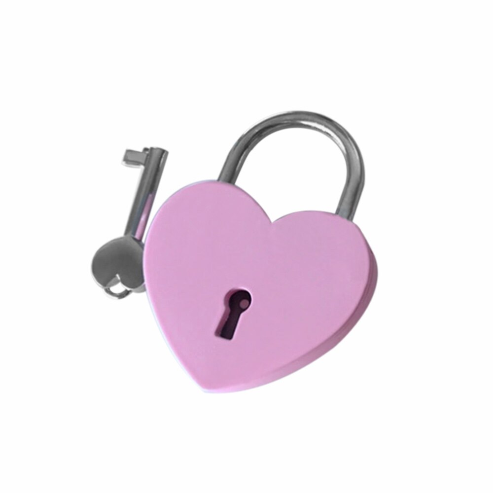 Mini Heart Shape Suitcase Luggage Case Locker Padlock & Key Security Home Appliance Luggage Locks Travel Accessories: pink