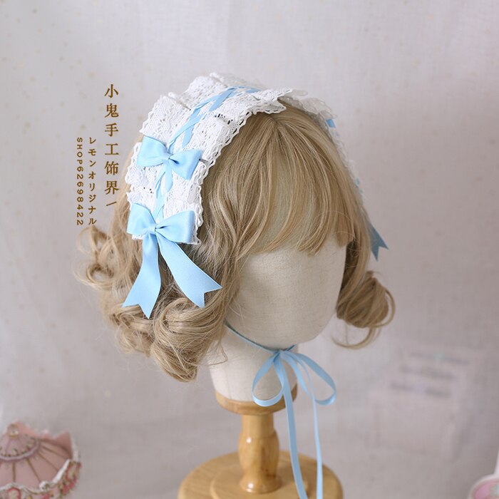 Mignon bébé dentelle nœud papillon Lolita bandeau cheveux multicolore pince à cheveux japonais doux soeur KC bandeau cheveux accessoires Cosplay