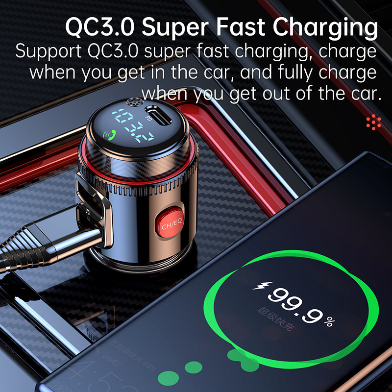 VR Robot PD30W+QC 3.0 Bluetooth 5.4 Car MP3 Player FM Transmitter Wireless Handsfree U Disk Play USB Car Fast Charge Adapter