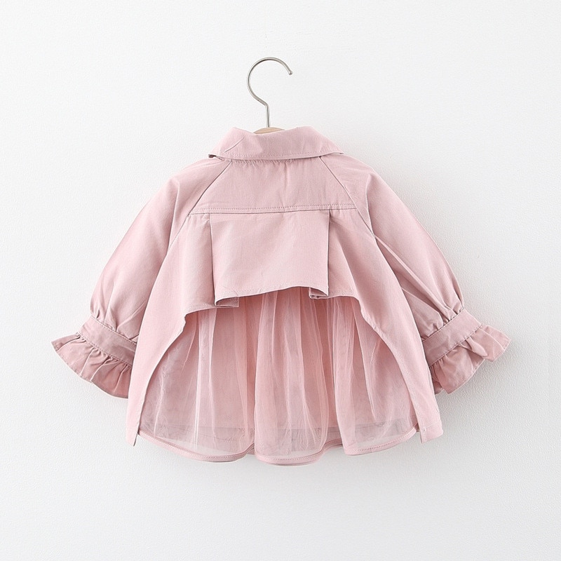 Baby Mädchen Kleidung Mäntel freundlicher Jacke Herbst freundlicher Mädchen Revers Rundhals Gittergewebe Oberbekleidung freundlicher Kleidung Säuglings Mädchen Mantel