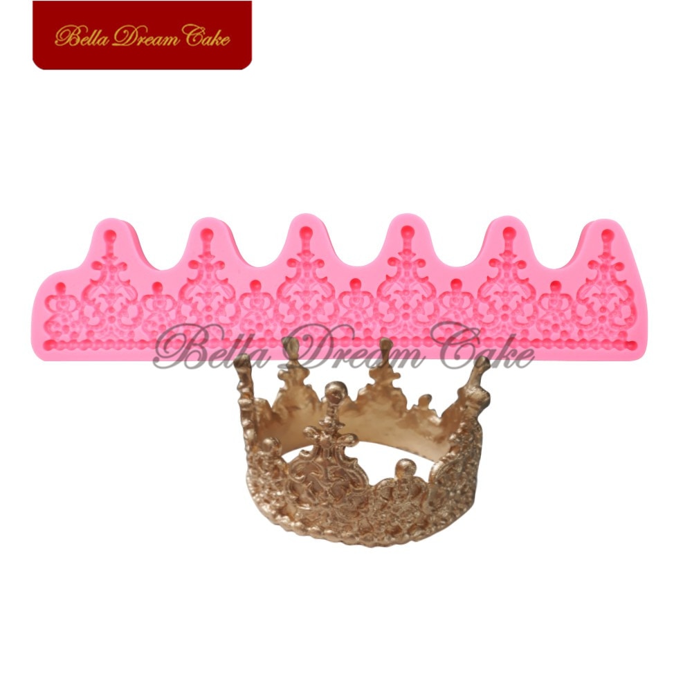 3D Kroon Siliconen Mal Kant Cake Grens Mallen Fondant Chocolade Mal Voor Bruiloft Decoratie Taart Decoreren Gereedschappen Bakvormen