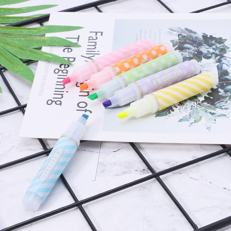 6pcs Cute Mini Highlighter Pen Marker Pens School Office Supply Stationery Q6PA